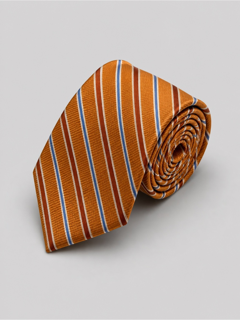 Mens Silk Striped Neck Tie Luxe Old Money Quiet Luxury Preppy Orange Wedding